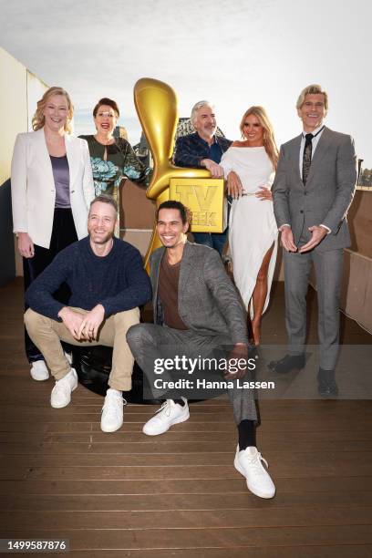 Leigh Sales, Julia Morris, Shaun Micallef, Sonia Kruger, Osher Günsberg, Hamish Blake and Mark Coles Smith attend the TV WEEK Logie Awards...