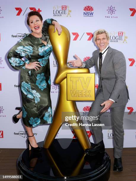 Julia Morris and Osher Günsberg attend the TV WEEK Logie Awards Nominations Event on June 19, 2023 in Sydney, Australia.