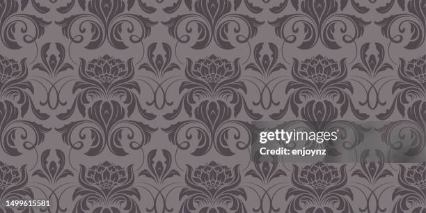 elegant dark grey victorian seamless wallpaper - victorian background stock illustrations