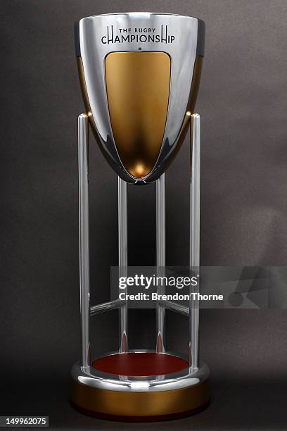 The Rugby Championship trophy is displayed at SANZAR headquarters on July 24, 2012 in Sydney, Australia.