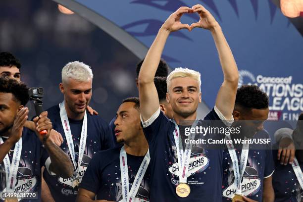 Gio Reyna of the United States after the 2023 CONCACAF Nations League Final against Canada at Allegiant Stadium on June 18, 2023 in Las Vegas, Nevada.