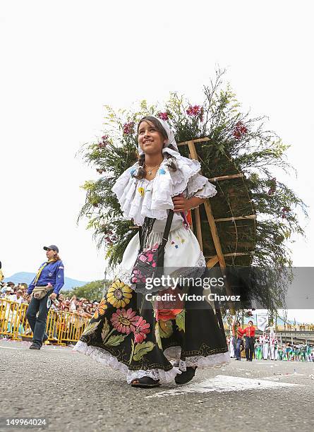 Atmosphere during the traditional 55th Desfile de Silleteros during the Feria De Flores 2012 at Guayaquil Bridge on August 7, 2012 in Medellin,...