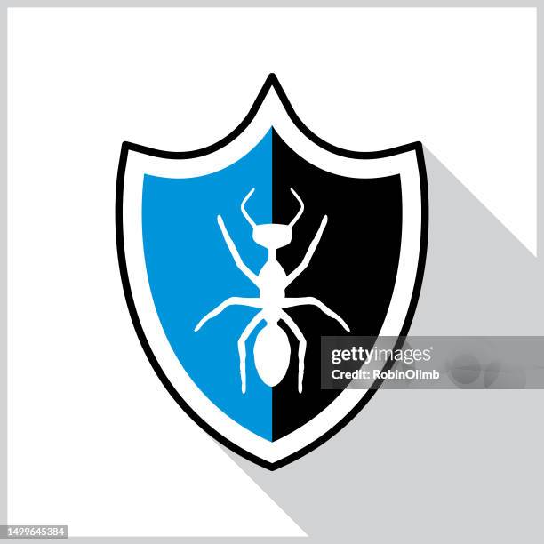 ant shield shadow icon - exterminator stock illustrations