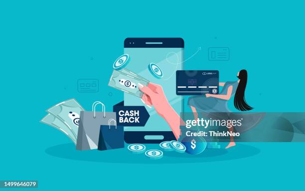 get cash back, get cashback money easy on card. - bonus pay stock illustrations