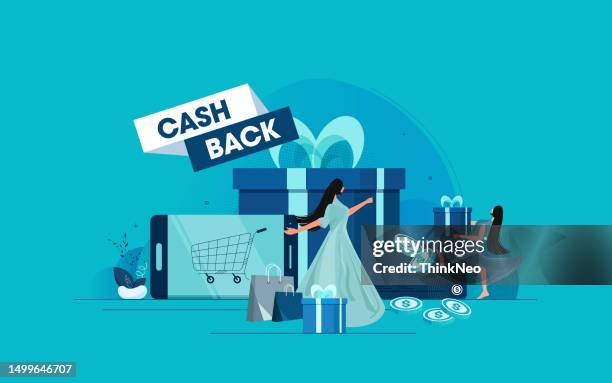 cashback concept - rewards program stock illustrations