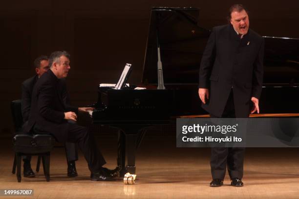 The bass-baritone Bryn Terfel, accompanied by Malcolm Martimeau, performing at Carnegie Hall on Wednesday night, November 17, 2010.They performed the...
