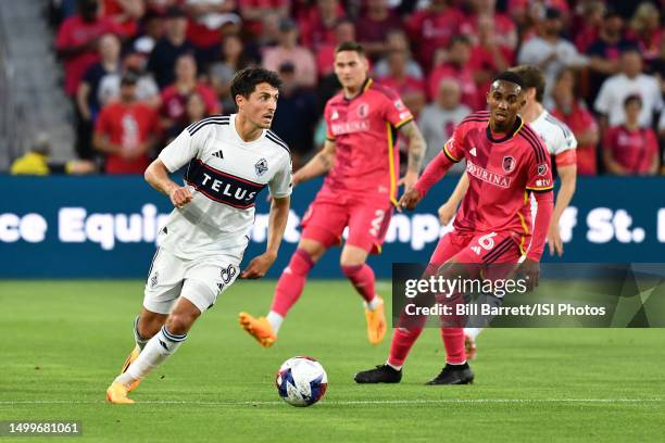 Alessandro Schopf of Vancouver Whitecaps FC with the ball during a game between Vancouver Whitecaps and St. Louis City SC at CITYPARK on May 27, 2023...