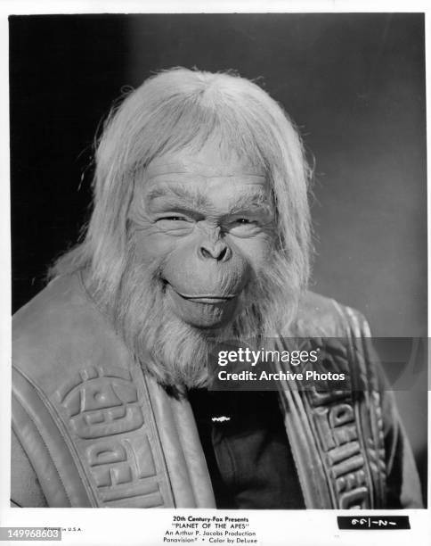 Maurice Evans publicity portrait for the film 'Planet Of The Apes', 1968.