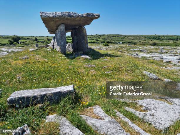 poulnabrone dolmen, county clare, ireland - doelman stock pictures, royalty-free photos & images