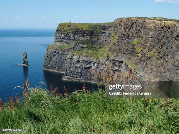 pinnacle rock formation at the cliffs of moher - pinnacle rock formation fotografías e imágenes de stock