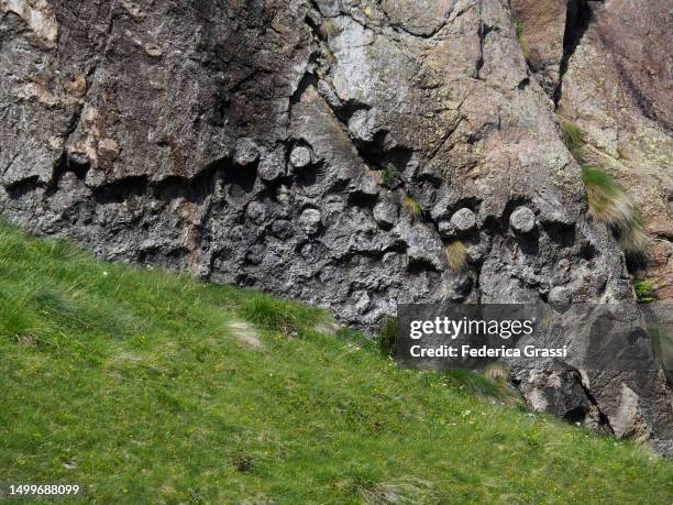 detail of soapstone outcrop "il castello" - soapstone carving stock pictures, royalty-free photos & images