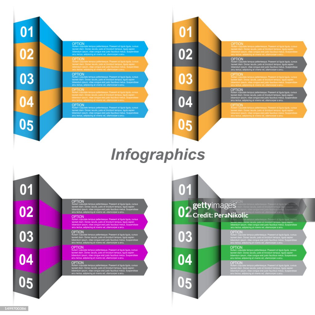 Collectionn Infografiken mit Schritten und Optionen, Banner für Business-Design und Website-Vorlage.
