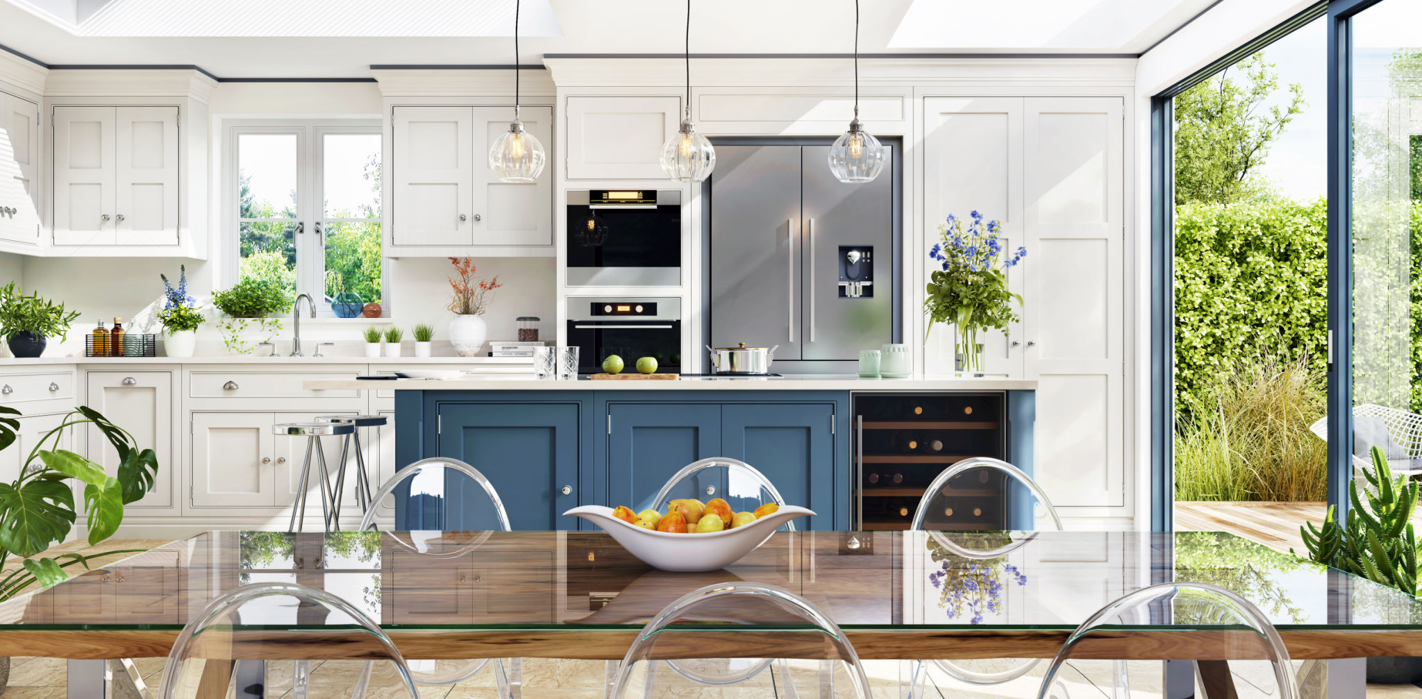 blue green kitchen