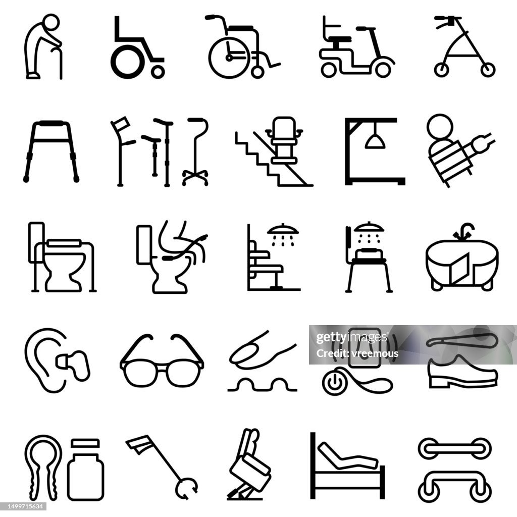 Disability Aids and Equipment Icons
