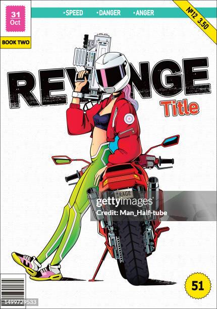 illustrations, cliparts, dessins animés et icônes de affiche moto moto anime - manga