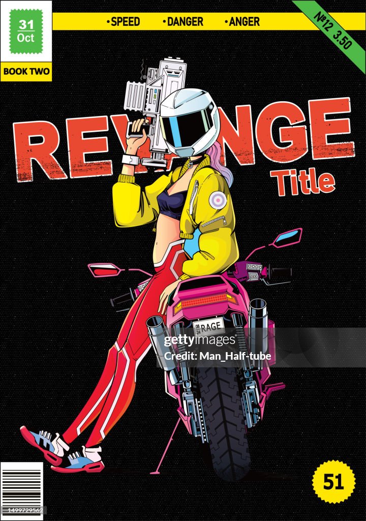 Anime motorcycle biker poster