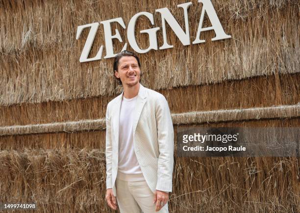 Antonio Folletto is seen arriving at the Zegna Spring/Summer 2024 fashion show during the Milan Fashion Week menswear spring/summer 2024 on June 19,...