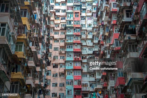 close up abstract background of residential building - hong kong community 個照片及圖片檔