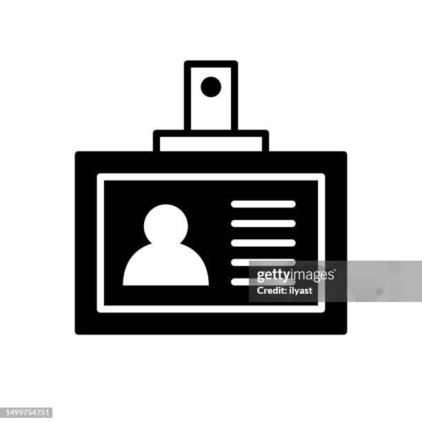 employee id black line & fill vector icon - cloud data migration stock illustrations