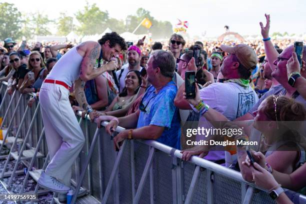 David Shaw of The Revivalists sings to the crowd during their performanceat the Bonnaroo Music and Arts Festival on June 18, 2023 in Manchester,...