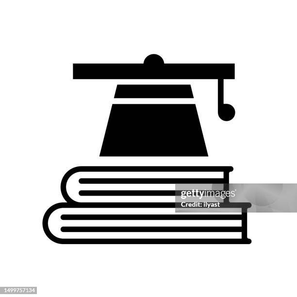 graduation thesis black line & fill vector icon - dissertation stock illustrations