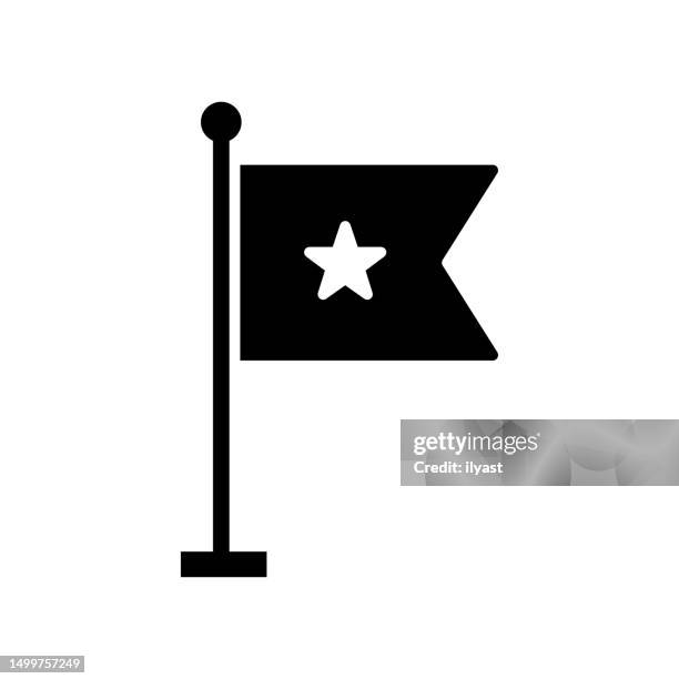 ilustrações de stock, clip art, desenhos animados e ícones de national flag black line & fill vector icon - white flag