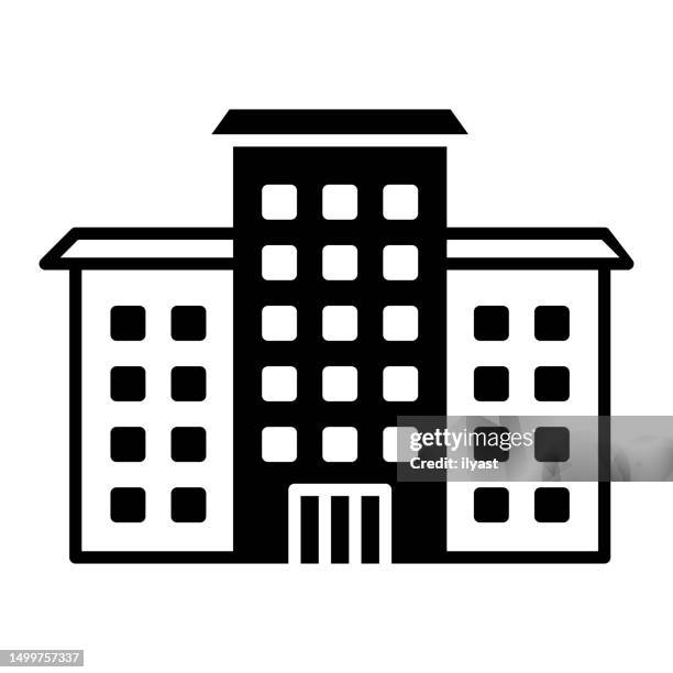 stockillustraties, clipart, cartoons en iconen met institutional buildings black line & fill vector icon - government building