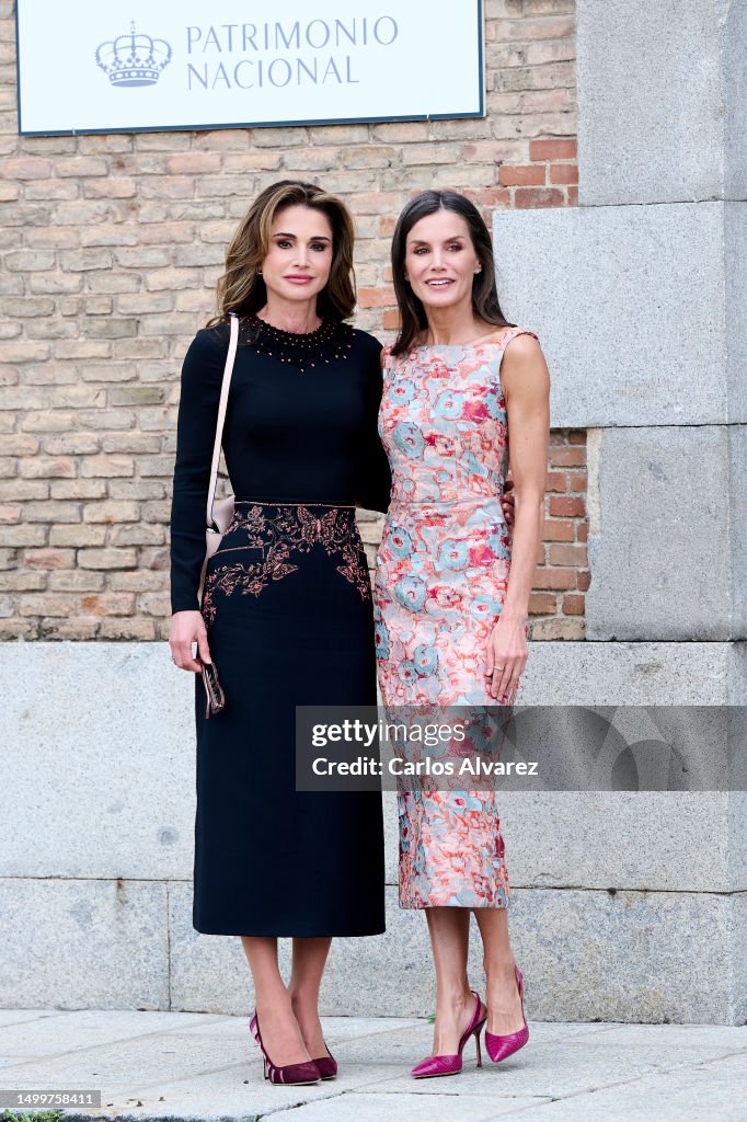 Queen Letizia Of Spain And Rania Of Jordan Visit The National Heritage Institution School And Employment Workshops