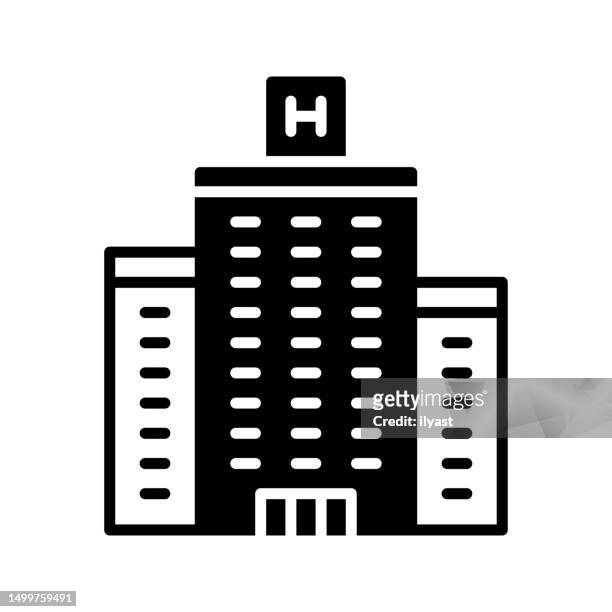 healthcare hub black line & fill vector icon - full stock illustrations