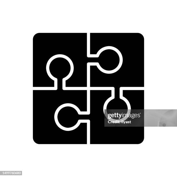 puzzle of possibilities black line & fill vector icon - coordination stock illustrations