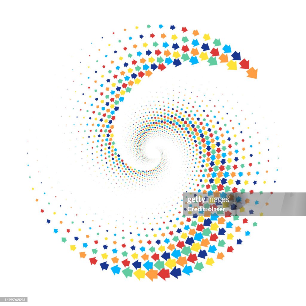 Colorful arrows in outward swirl pattern