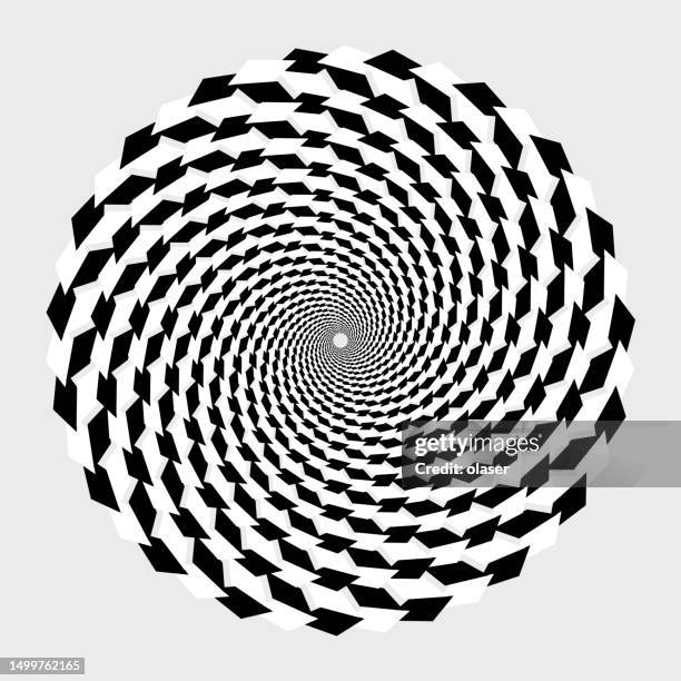 spiral pattern of checked rectangles - converging lines black vector stock illustrations