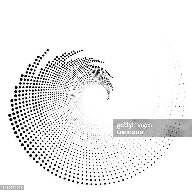dots breaking wave forming swirl pattern - wave logo stock illustrations