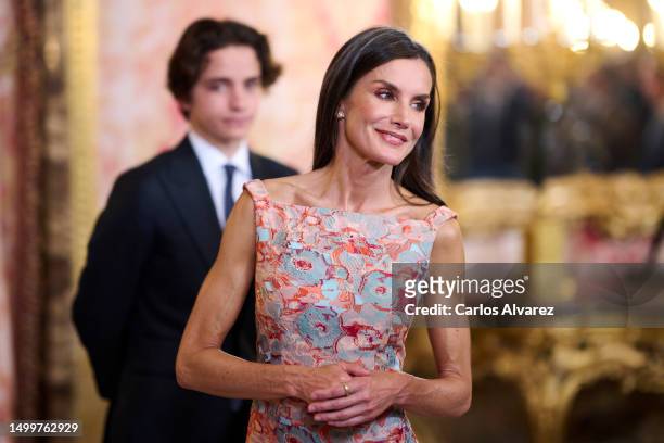 Queen Letizia of Spain receives King Abdullah II of Jordan and Queen Rania of Jordan for a lunch at the Royal Palace on June 19, 2023 in Madrid,...