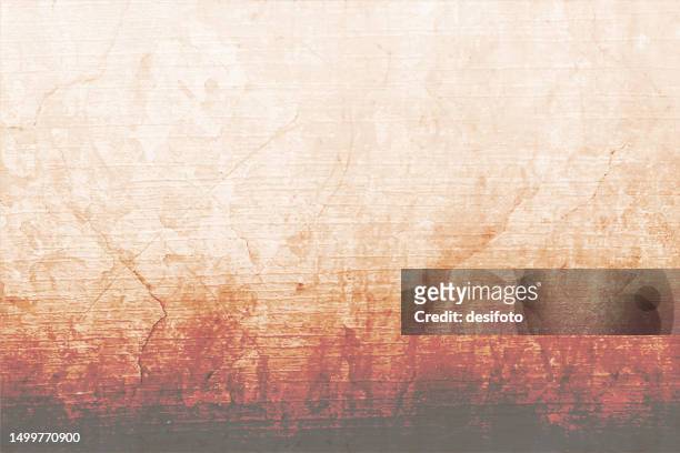 fawn or beige or light brown coloured stained textured effect grunge horizontal vector background that is blank and empty and has blotches and smudges at the bottom edge border - khaki texture stock illustrations