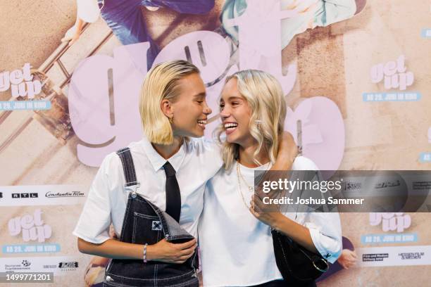 Lena Mantler and Lisa Mantler attends the premiere of Constantin Film's new movie "Get-Up" at Cinedom on June 18, 2023 in Cologne, Germany.