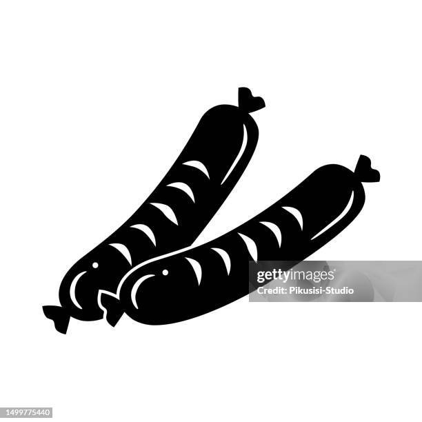sausage icon in flat style on white background. - raw beef stock illustrations