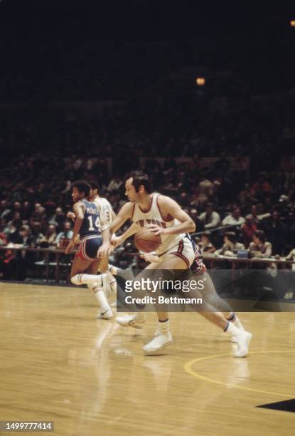 The New York Knicks' Bill Bradley in action against the Detroit Pistons at Madison Square Garden, New York, March 19th 1976.