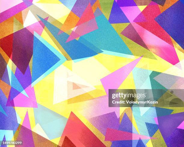 scenic geometric background dominated by triangle with thin outline - cubism stock illustrations