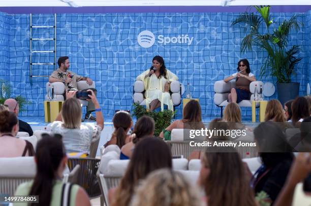 Charlie Smith, CMO, Loewe, Taj Alavi, VP, Global Head of Marketing, Spotify and Emma Chamberlain, Creator of 'Anything Goes' onstage during the...