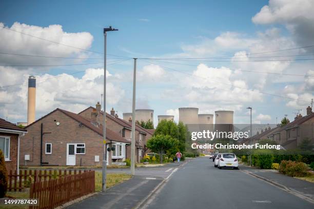 Homes stand near the Drax Power Station in the rural constituency of Selby and Ainsty on June 19, 2023 in Selby, England. Last week, the MP for Selby...