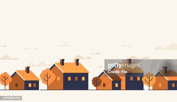 herbst herbst nachbarschaft gemeinschaftshäuser hintergrund - wohnhaus stock-grafiken, -clipart, -cartoons und -symbole