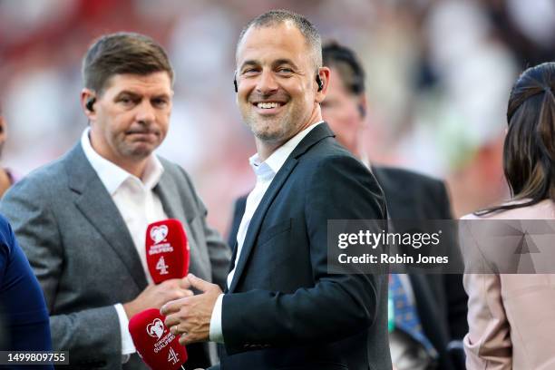 Ex-Chelsea and England player Joe Cole before the UEFA EURO 2024 qualifying round group C match between England and North Macedonia at Old Trafford...