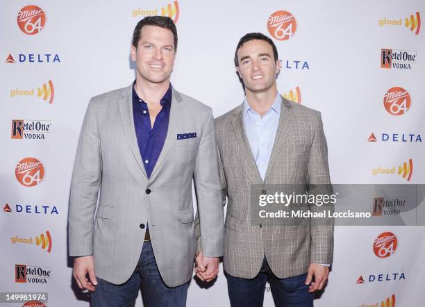 Correspondent Thomas Roberts and Patrick Abner attend the GLAAD Manhattan Summer Event at Humphrey at the Eventi Hotel on August 7, 2012 in New York...