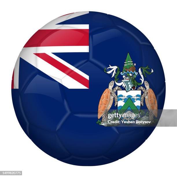 football or soccer ball with ascension island flag icon for championship - associations icon stock pictures, royalty-free photos & images