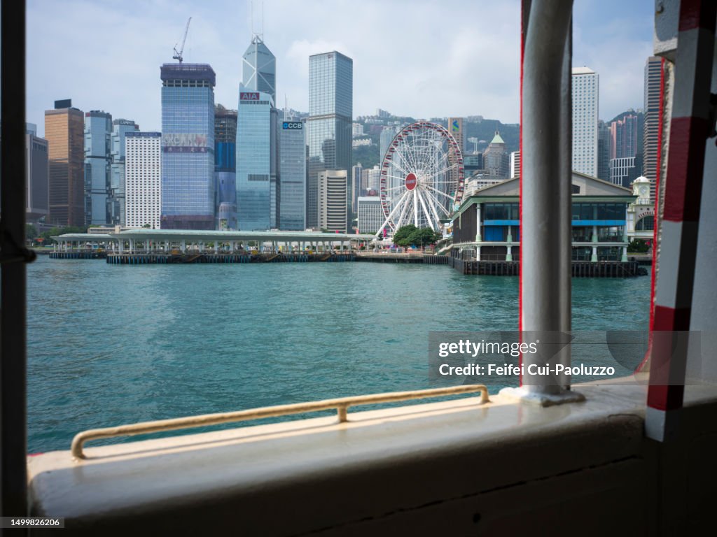 Hong Kong Island View From Ferry From Tsim Sha Tsui High-Res Stock