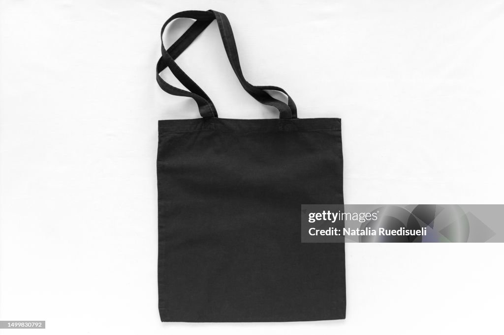 Black tote bag mockup