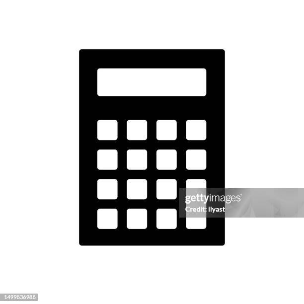 calculator black line & fill vector icon - physics equation stock illustrations