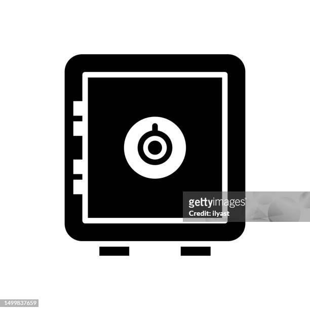 personal safe black line & fill vector icon - money safe stock illustrations
