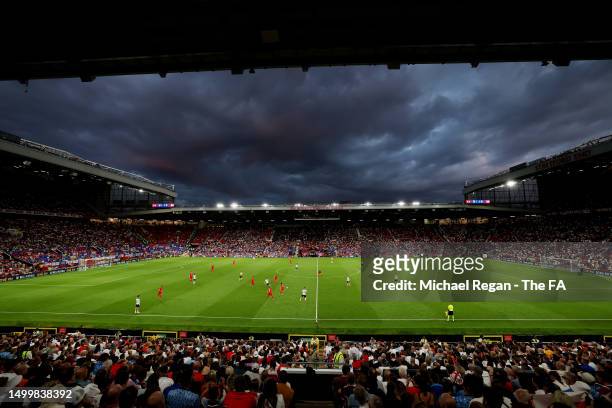 General view inside the stadium during the UEFA EURO 2024 qualifying round group C match between England and North Macedonia at Old Trafford on June...
